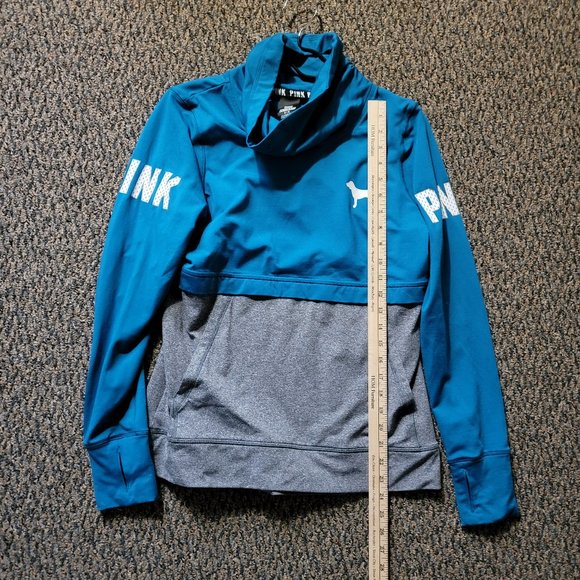 PINK ULTIMATE BY VICTORIA'S SECRET TEAL AND GREY PULLOVER SIZE MEDIUM - Picture 14 of 16